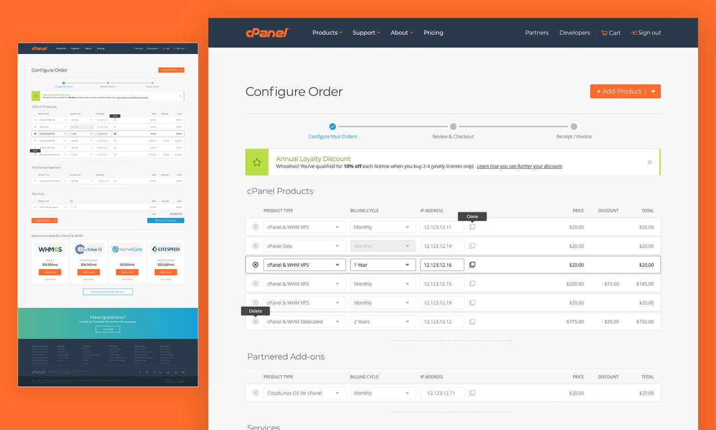 Configure order page design