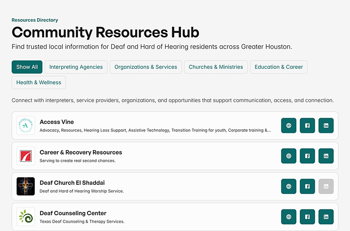 Old Houston Deaf Network site, directory list